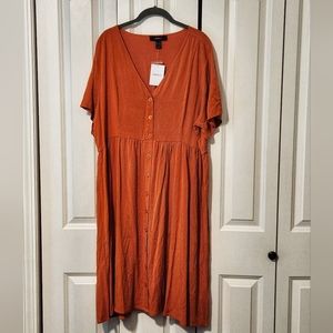 Forever 21 Plus Size Woven Button Dress in color Rust